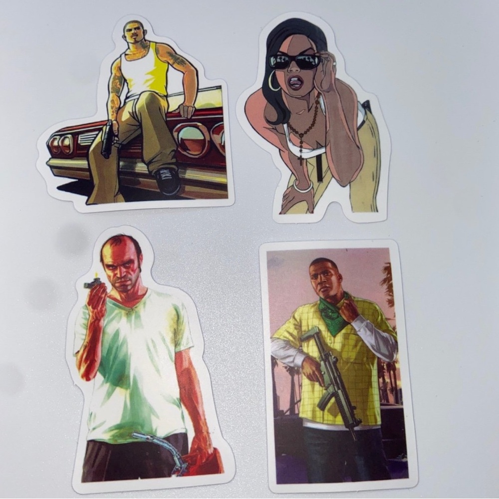 4x lot of GTA 5 animated series exclusive stickers 1.5 inches for decorations